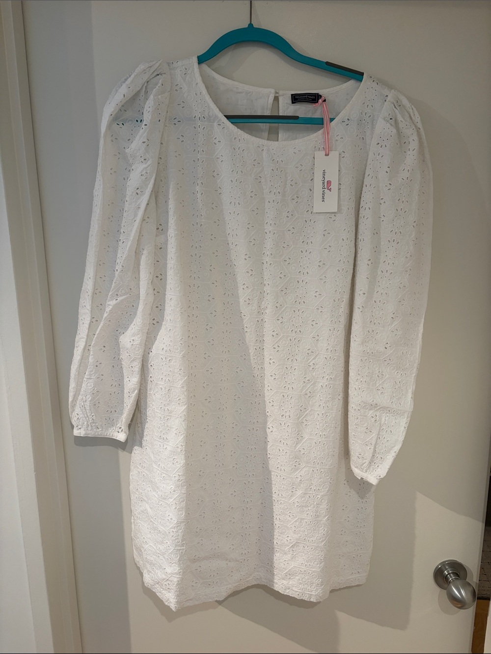 Vineyard Vines White Eyelet Long-Sleeve Puff Dress